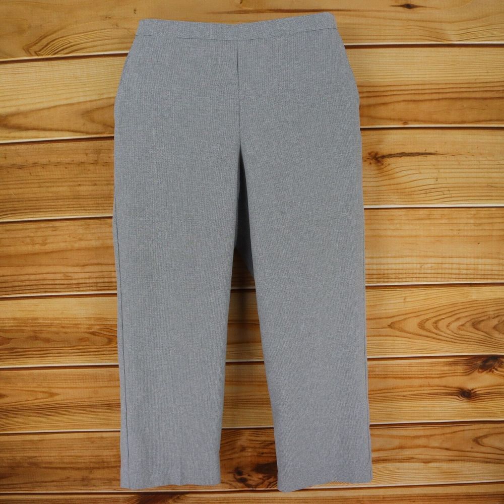 Alfred Dunner Dress Pants Womens 14 Gray 100% Polyester Elastic‎ Waist Pockets
